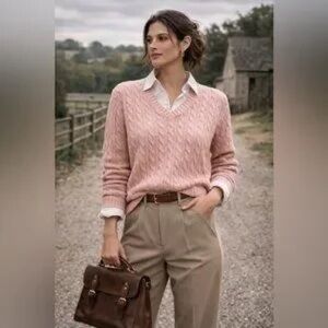 Pink Cable Knit Sweater